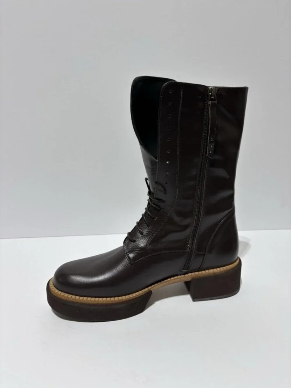 Paloma Barcelo Women’s Marais Brown Leather Boots, Size EUR 39, US 9 M